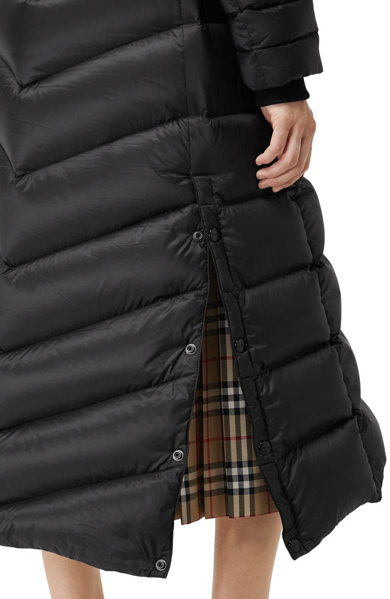 Burberry Kington Faux Fur Trim Long Down Coat, Alternate, color, 
