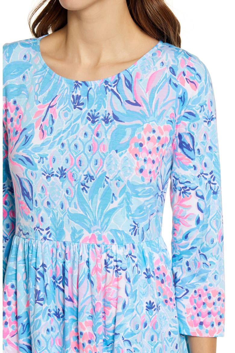Geanna Print Long Sleeve Dress, Alternate, color, ZANZIBAR BLUE PARTY PRINCESS
