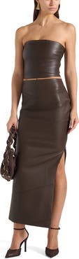 Manière De Voir Bandeau Leather Corset Top