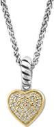 EFFY Sterling Silver & 14K Gold Diamond Embellished Heart Pendant Necklace - 0.08ct