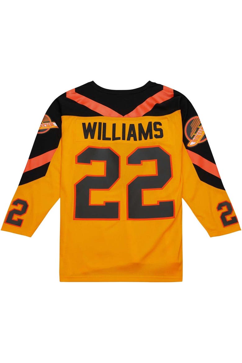 Men's Mitchell & Ness Dave Williams Yellow Vancouver Canucks Men's 1981/82 Blue Line Player Jersey, Alternate, color, Yellow