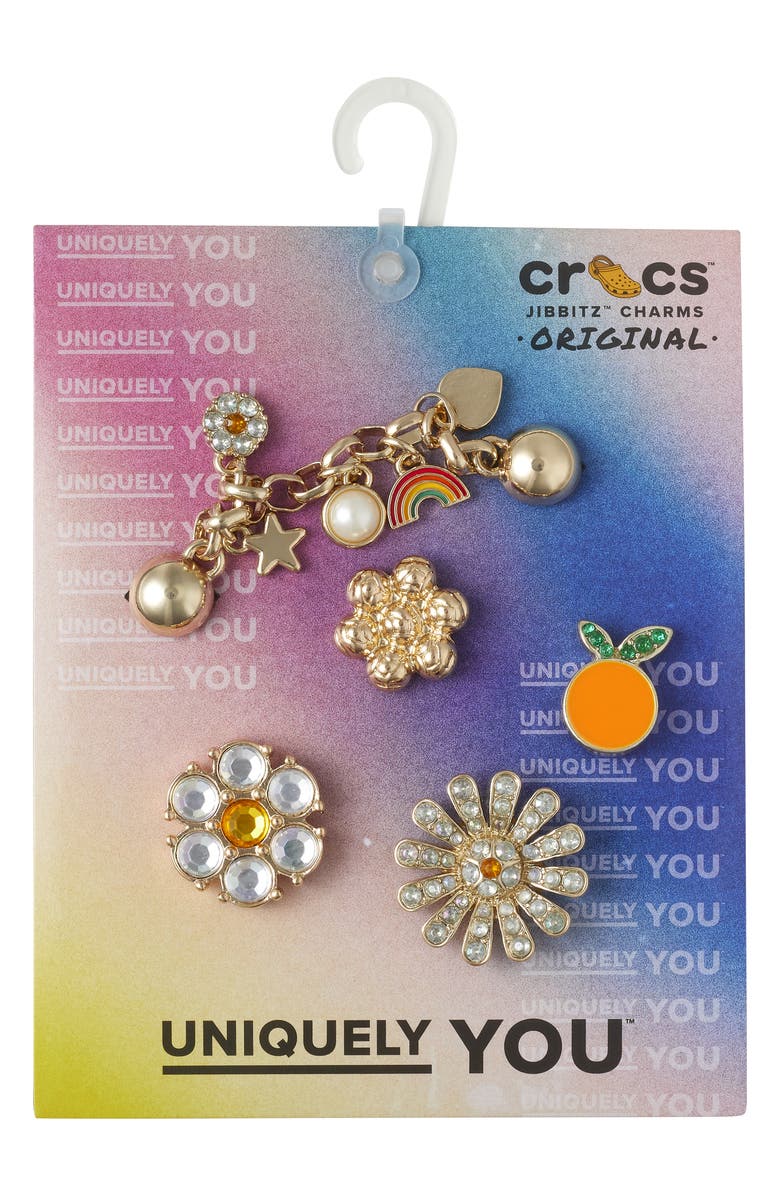 CROCS Everything Nice Assorted 5-Pack Jibbitz Shoe Charms, Alternate, color, Gold