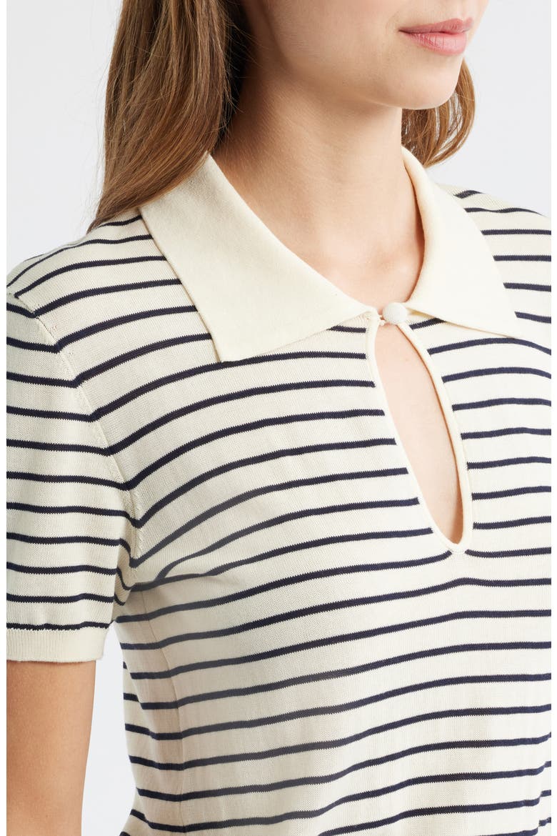 The Keyhole Stripe Polo, Alternate, color, CREAM MULTI