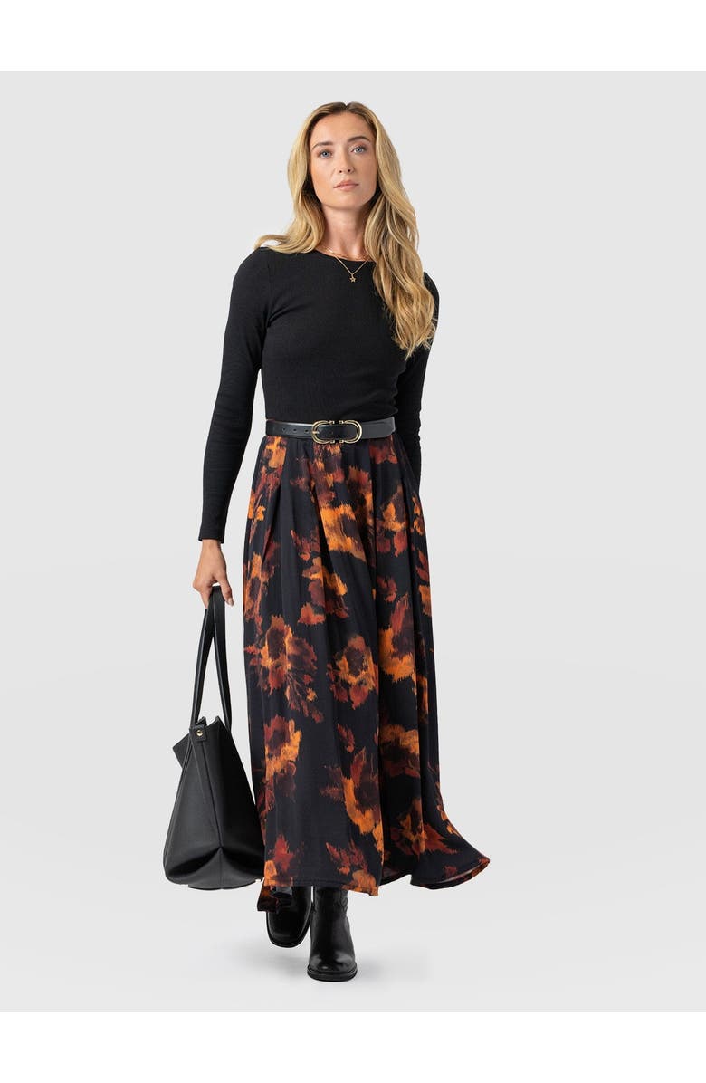 Saint + Sofia Renee Contrast Dress, Alternate, color, Autumn Floral