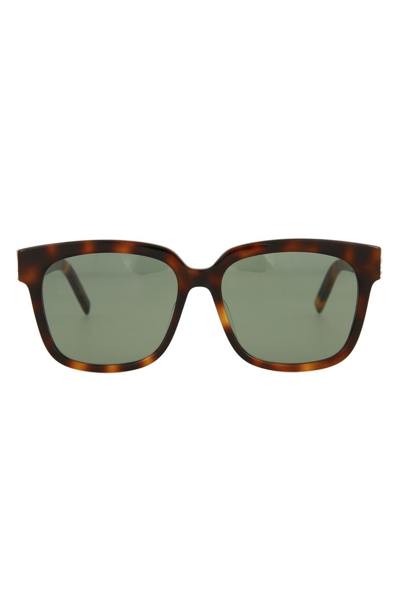 Saint Laurent 55mm Square Sunglasses, Main, color, Havana Havana Green