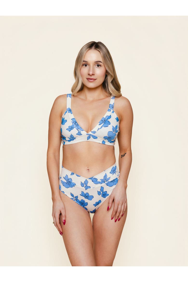 High Hip Crossover Bikini Bottom with Full Coverage, Alternate, color, Blue Floral