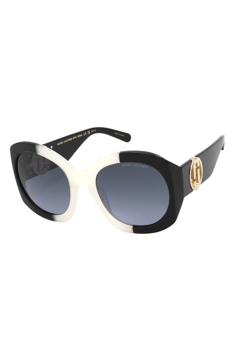 Marc Jacobs 56mm Round Sunglasses, Alternate, color, White Black