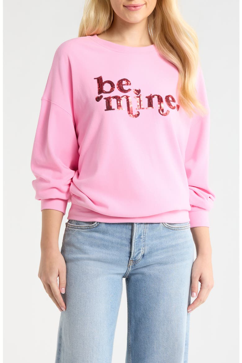 Devyn Be Mine Oversize Sweatshirt, Main, color, LOVELY PINK