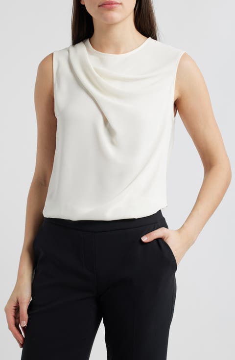 Asymmetric Sleeveless Cowl Neck Top
