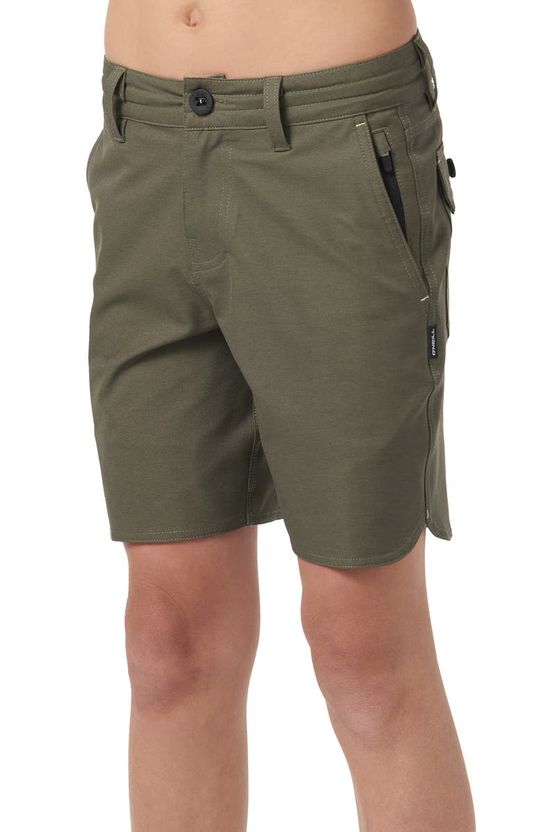 O'Neill Kids' Utility Scallop Hybrid Shorts, Alternate, color, Army