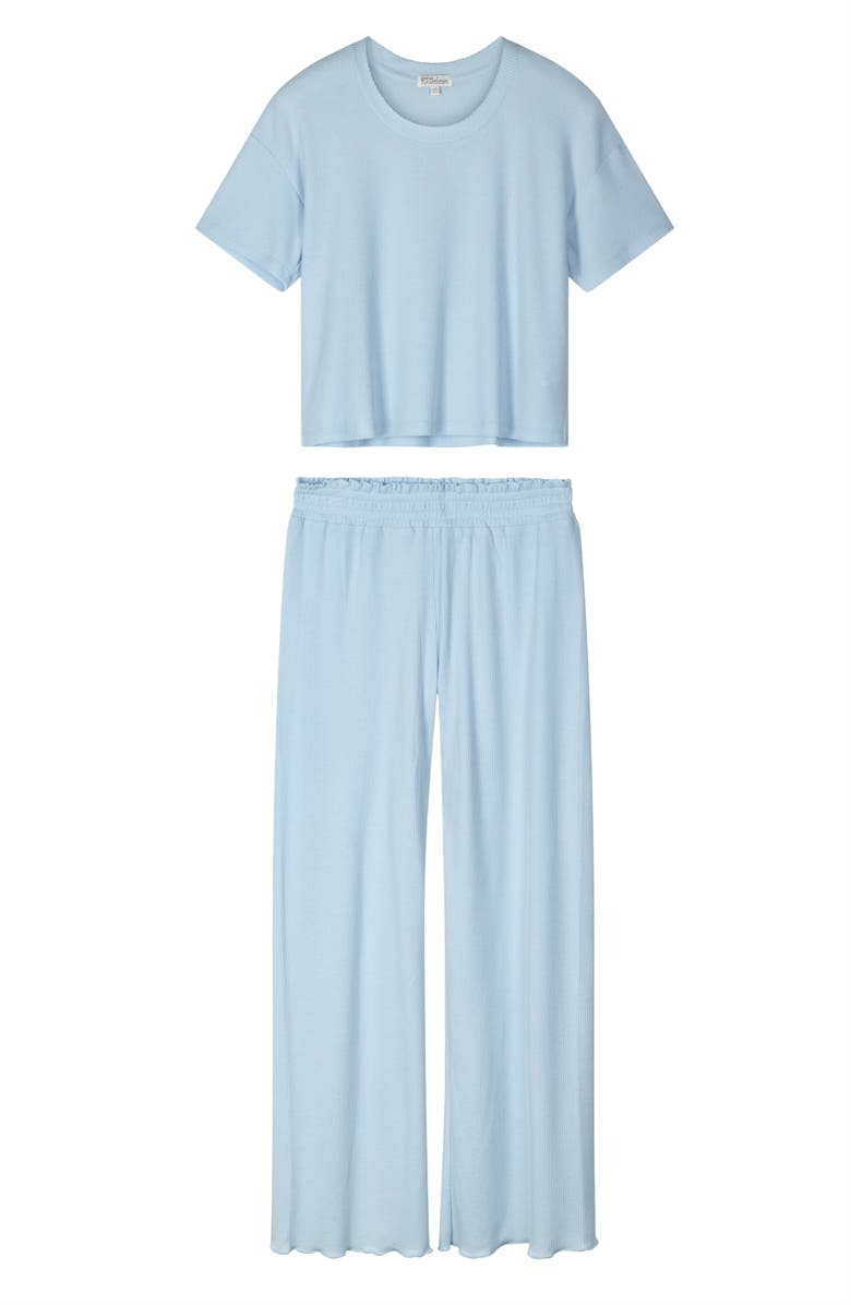 PJ Salvage Weekend Waffles Rib Pajamas, Alternate, color, Crystal Blue