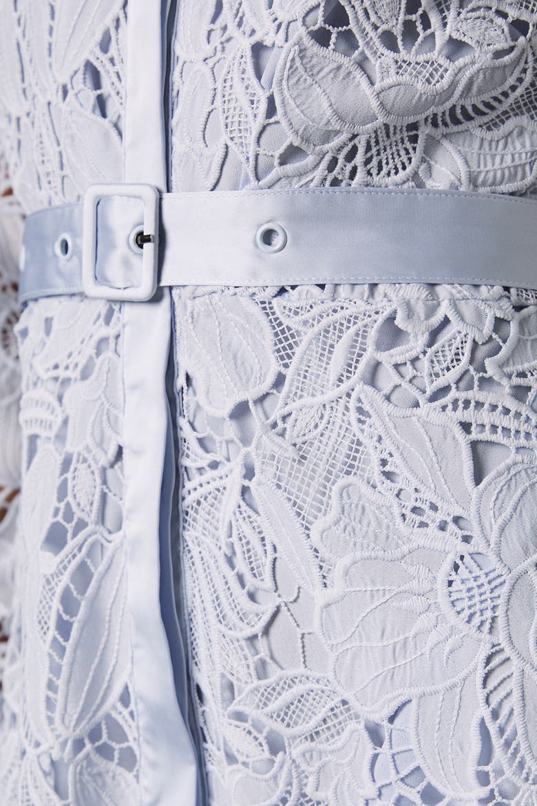 Lace Long Sleeve Shirt Dress, Alternate, color, Light Blue