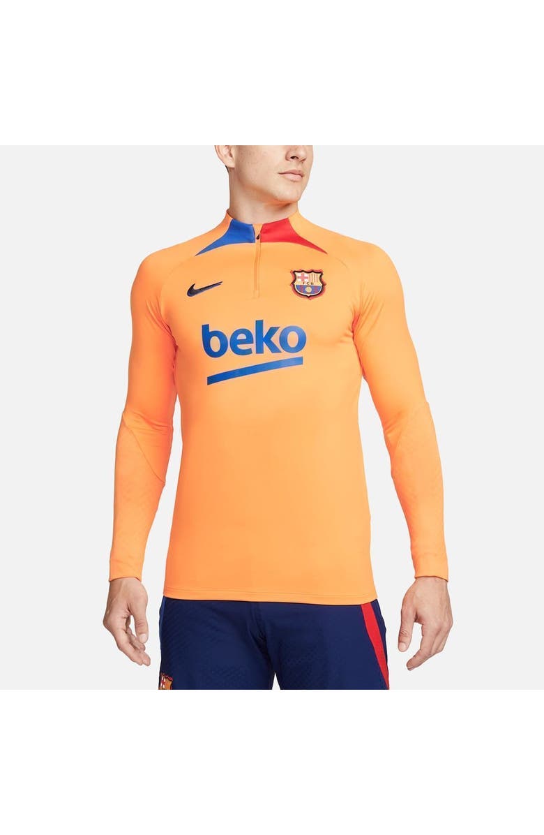Nike Men's Nike Orange Barcelona 2021/22 Strike Drill Raglan Quarter-Zip Long Sleeve Top, Alternate, color, 