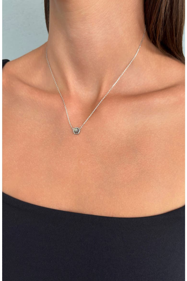 Hexagon Labradorite Pendant Necklace, Alternate, color, SILVER/ GREEN