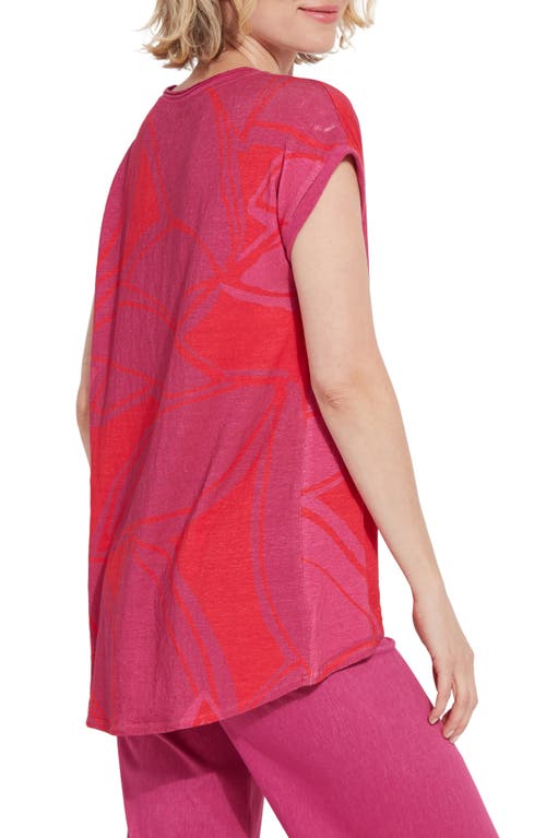 Lyssé Classic Print Stretch Linen T-shirt In Electro Blocks