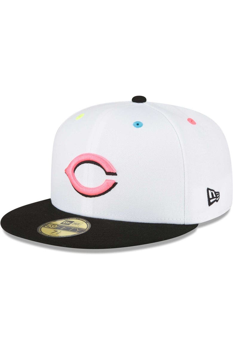 Men's New Era White Cincinnati Reds Neon Eye 59FIFTY Fitted Hat, Alternate, color, White