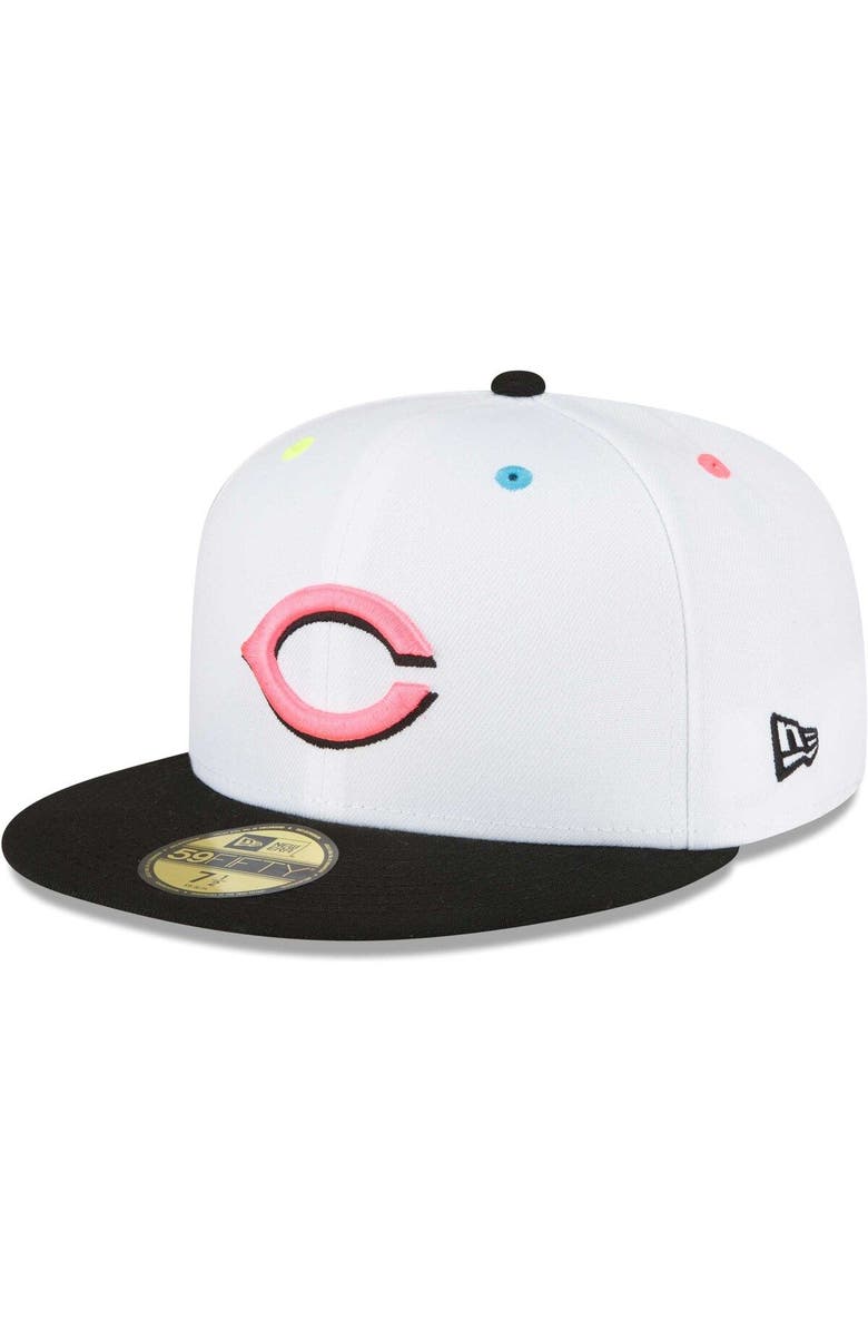 New Era Men's New Era White Cincinnati Reds Neon Eye 59FIFTY Fitted Hat, Alternate, color, 