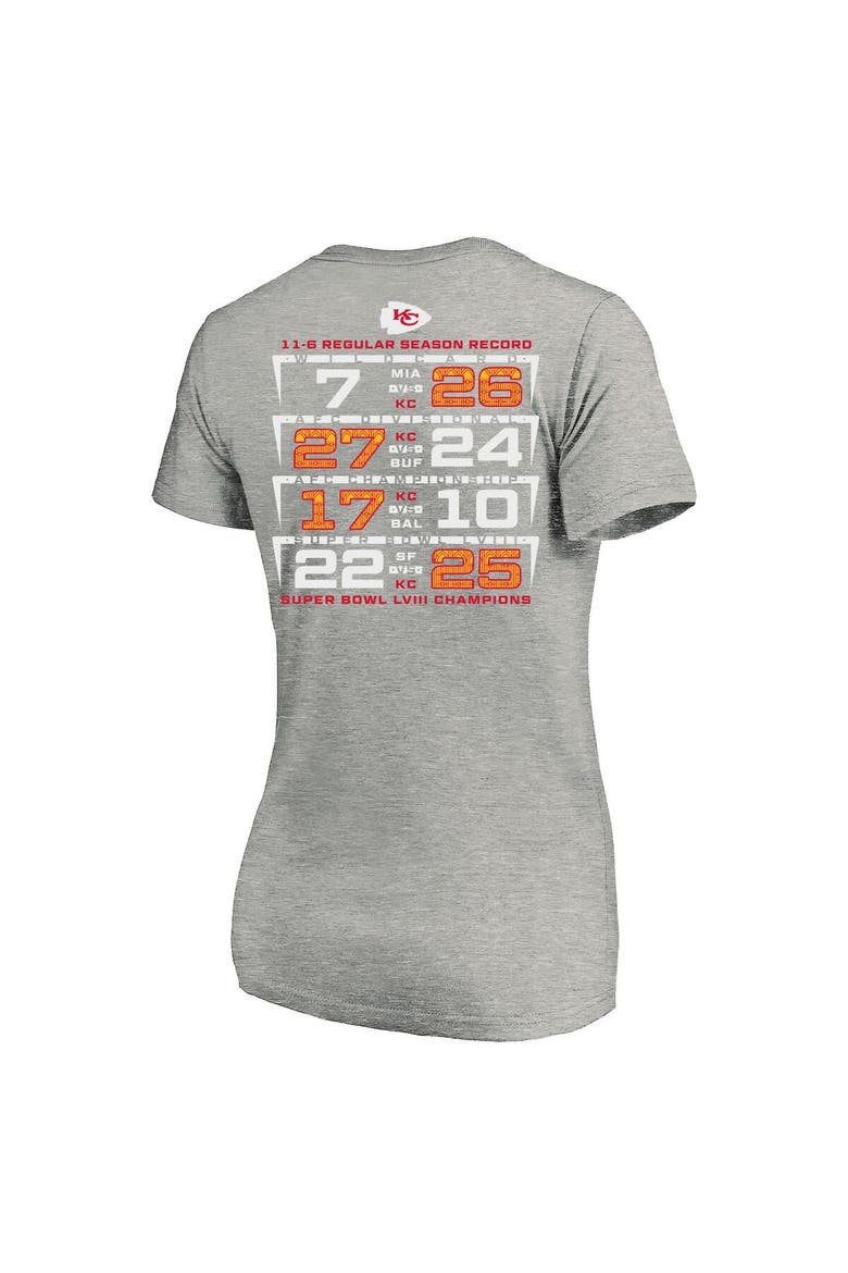 Women's Fanatics Branded  Heather Gray Kansas City Chiefs Super Bowl LVIII Champions Plus Size Counting Points V-Neck T-Shirt, Alternate, color, Heather Gray