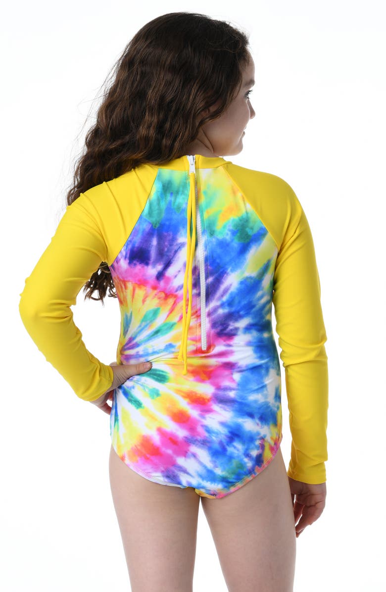 Hobie Kids' Tie Dye Long Sleeve One-Piece Swimsuit, Alternate, color, 