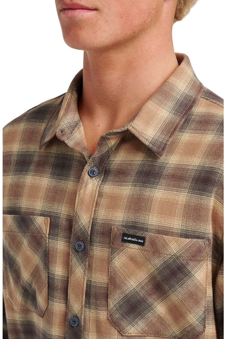 Terrace Ombre Check Stretch Flannel Button-Up Shirt, Alternate, color, ALMOND
