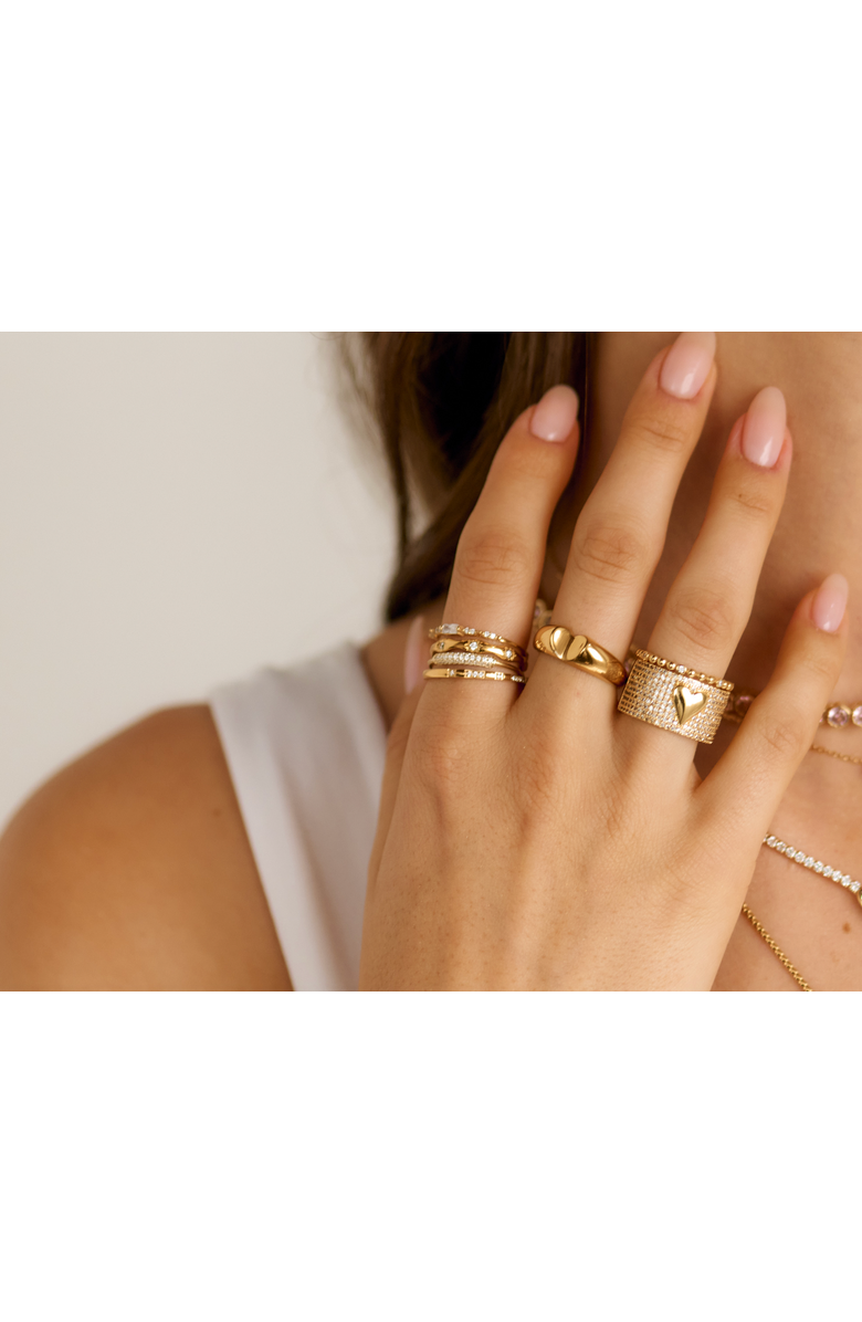 Mazin Jewels Pave Heart Barrel Ring, Alternate, color, Gold