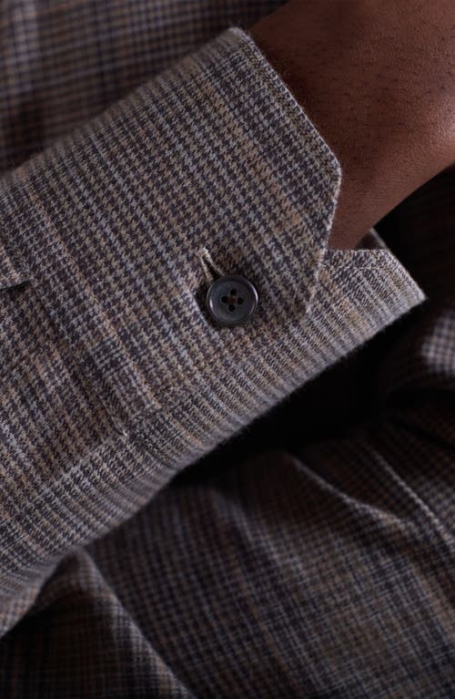 Bugatchi Julian Shaped Fit Plaid Cotton & Wool Button-up Shirt In Brown