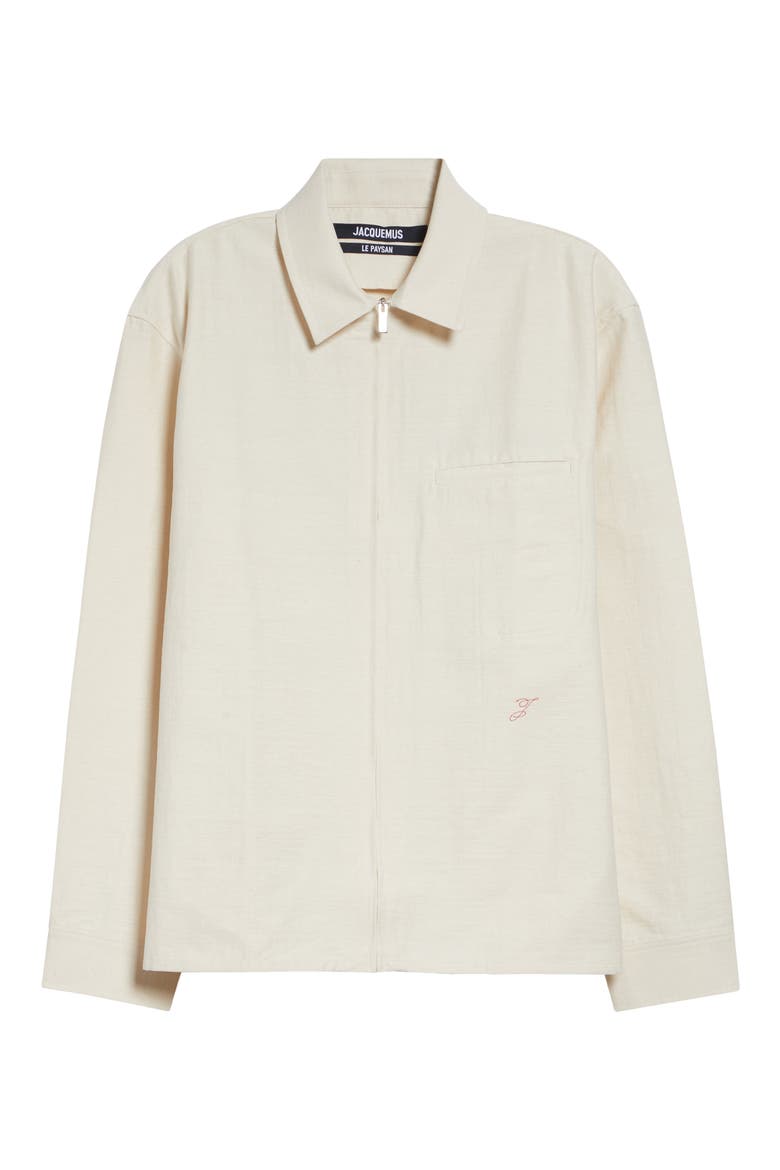 La Chemise Mecano Embroidered Zip Front Shirt, Alternate, color, OFF-WHITE