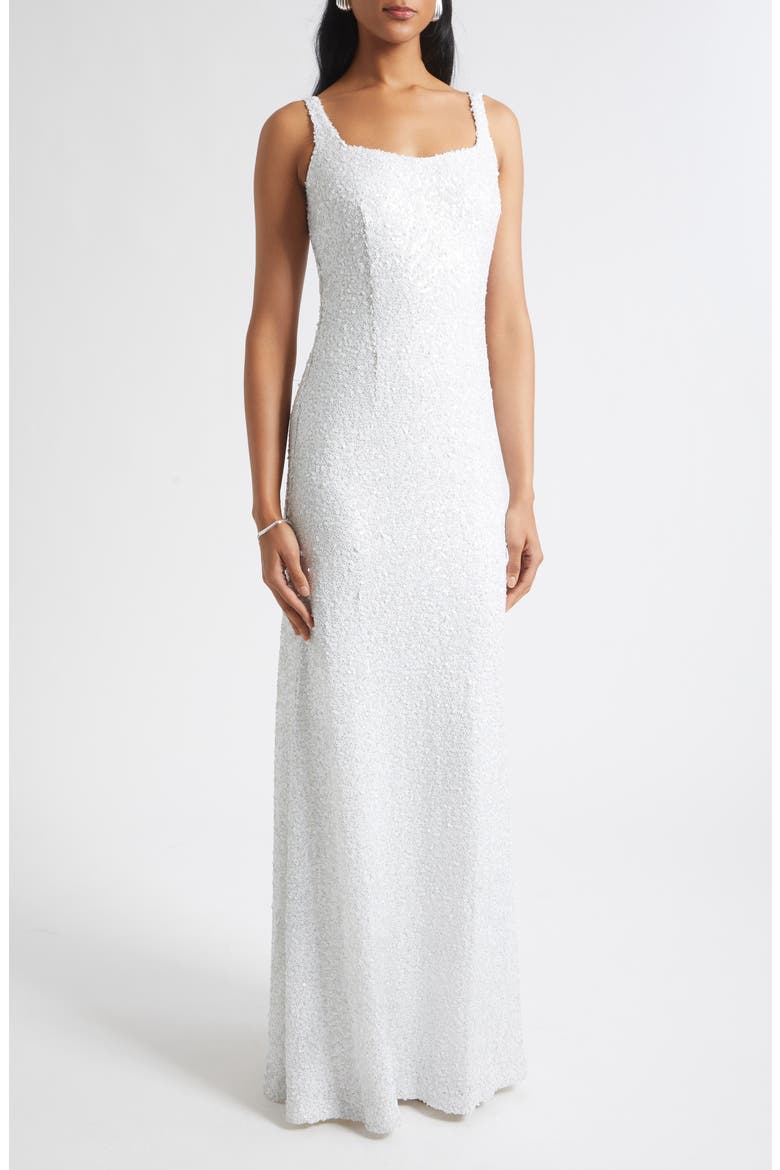 Heather Sequined Gown, Main, color, IVORY SEQUIN