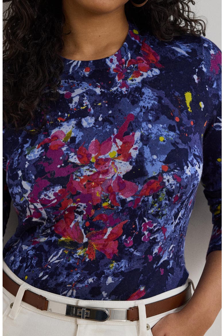 Abstract Print Cotton Blend Sweater, Alternate, color, BLUE MULTI