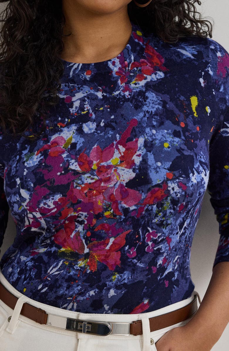 Lauren Ralph Lauren Abstract Print Cotton Blend Sweater, Alternate, color, 