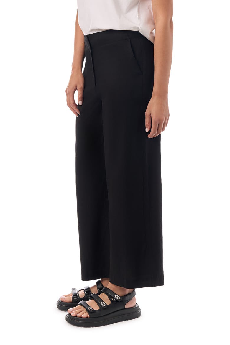 Linen Blend Crop Trouser, Alternate, color, Black