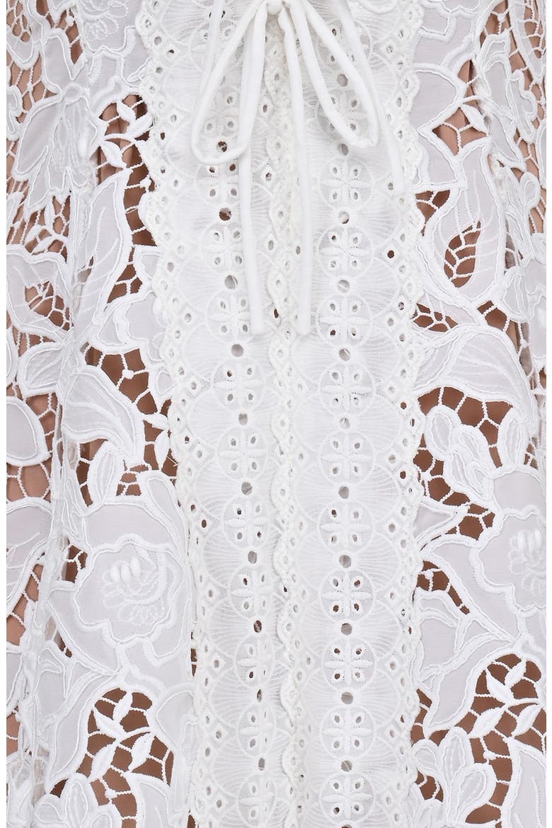 Bianca Cutout Lace Minidress, Alternate, color, WHITE