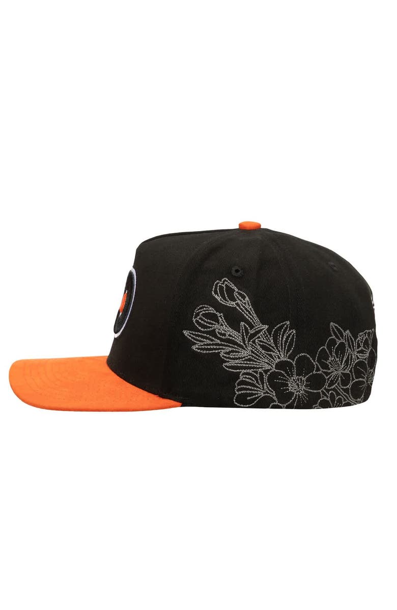 Mitchell & Ness Black/Orange Philadelphia Flyers May Flowers Pro Crown Adjustable Hat, Alternate, color, Black