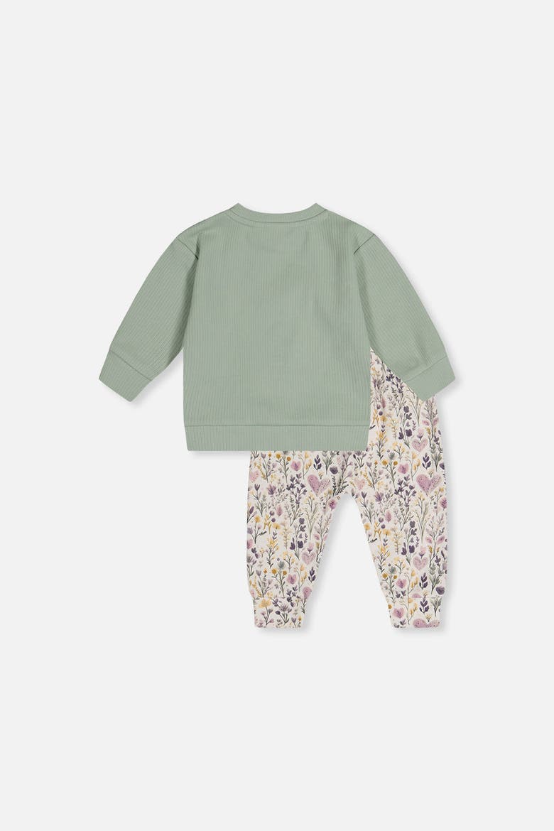 Heart Organic Cotton Coordinated Pants and Long Sleeve Top Set, Alternate, color, Green and Beige Heart Print