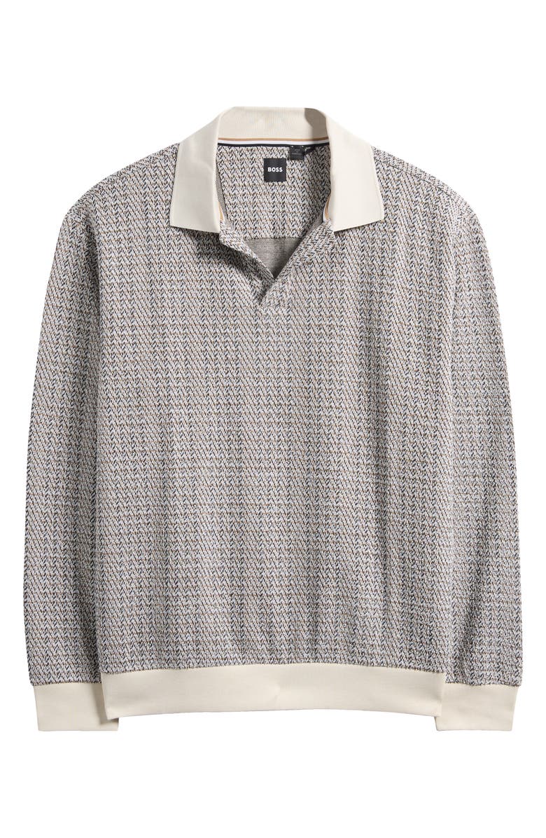 BOSS Sota Long Sleeve Polo Sweater, Alternate, color, Open White