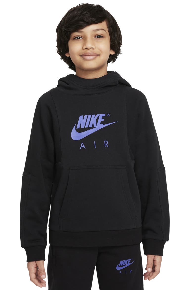 Air Kids' Pullover Hoodie, Main, color, BLACK/ RUSH VIOLET