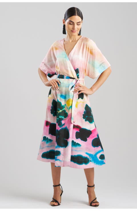 Akiko - Printed Cotton Silk Twill Kimona Wrap