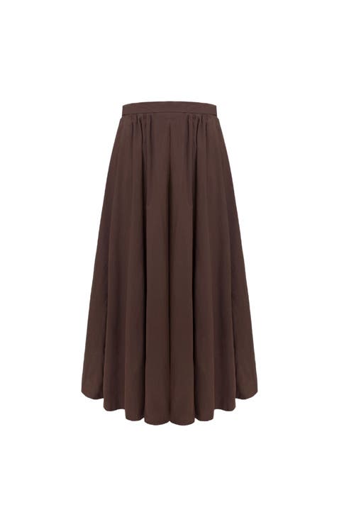 Pleated Poplin Skirt