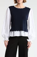Nanette Lepore Scallop Trim Twofer Sweater
