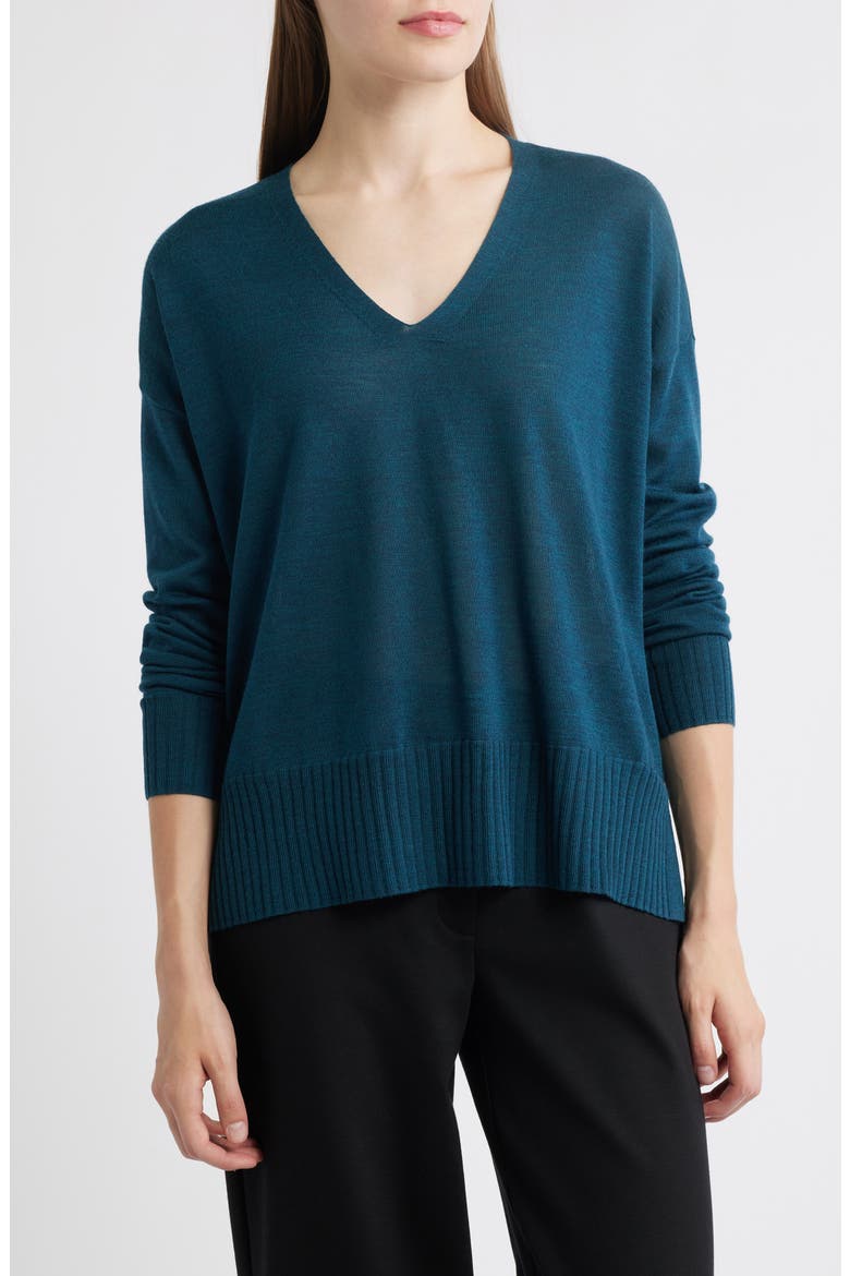 Boxy Merino Wool Sweater, Main, color, BLUE SPRUCE
