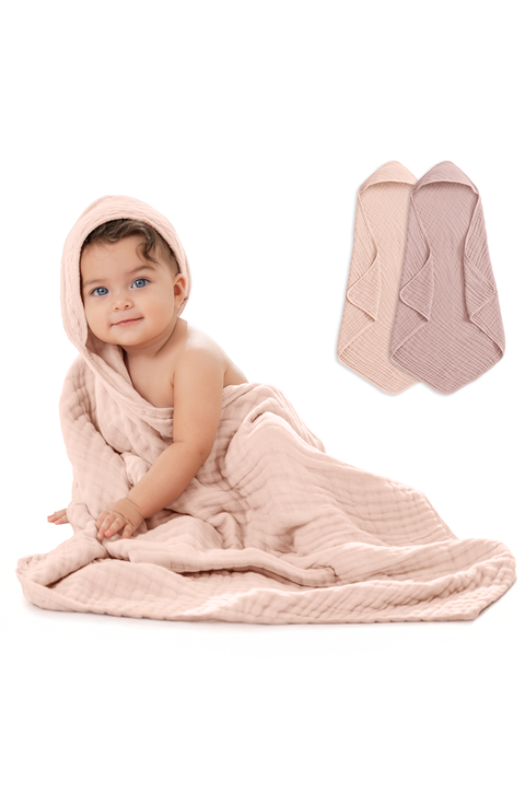 Hooded Baby Towels - 6 Layers, Pack of 2