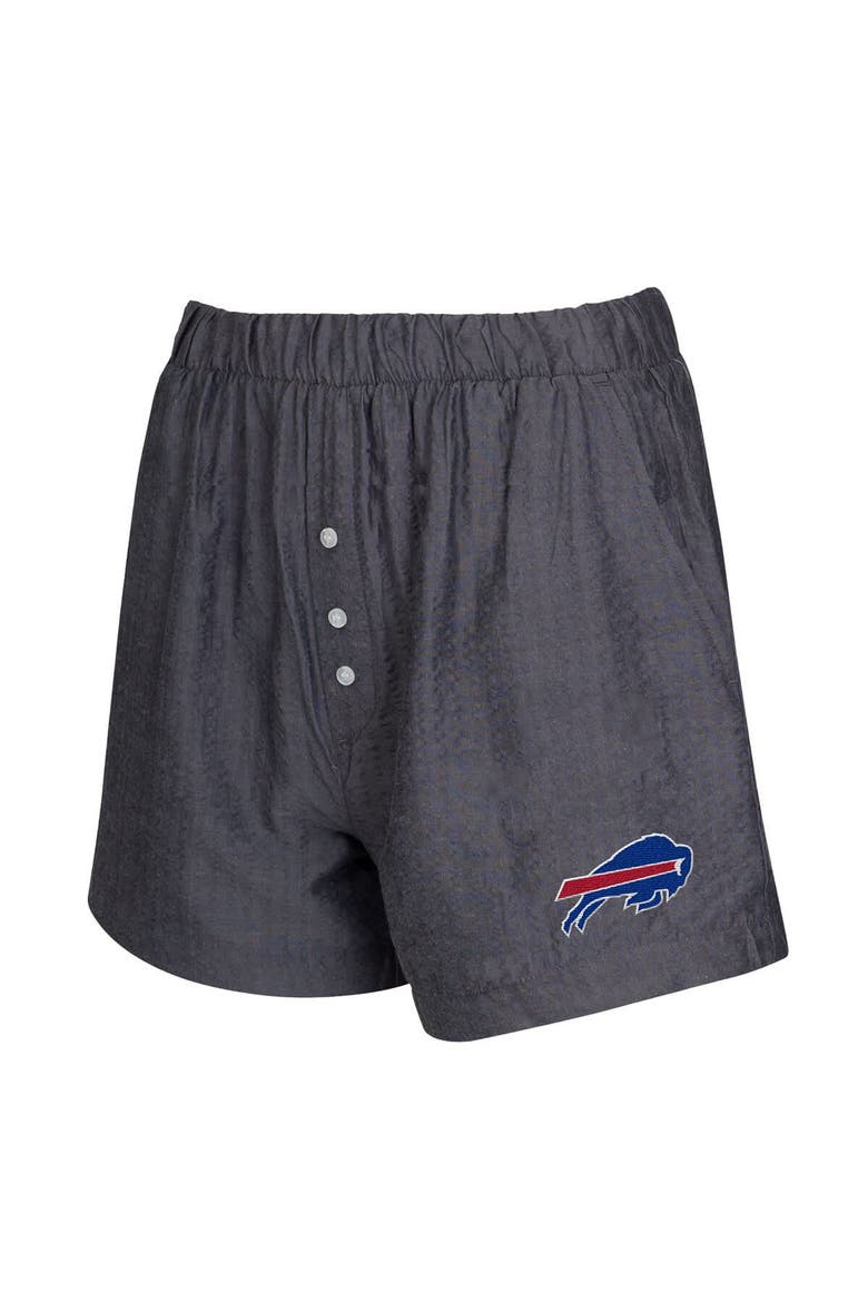 Women's Concepts Sport  Charcoal Buffalo Bills Two-Pack Stripes and Solids Boxer Shorts Set, Alternate, color, Charcoal