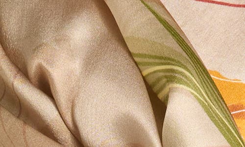 La Fiorentina Floral Print Silk Scarf In Brown