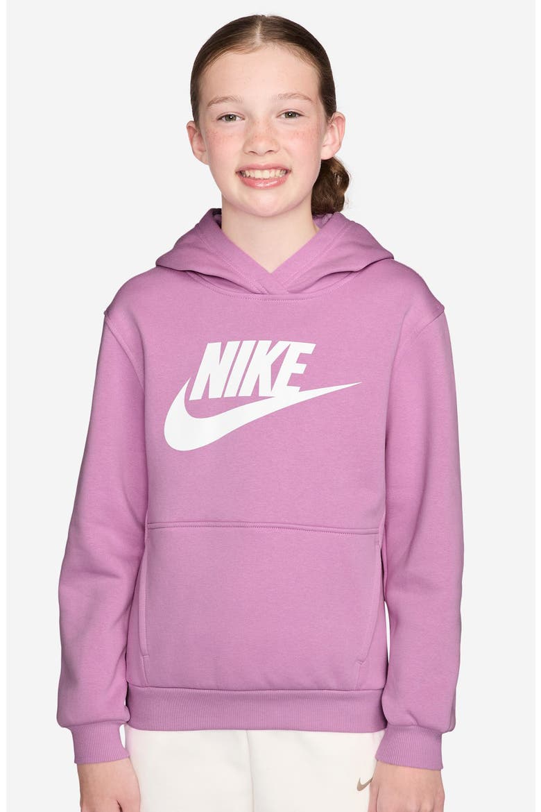 Kids' Sportswear Club Fleece Hoodie, Main, color, LIGHT MAGENTA/ WHITE