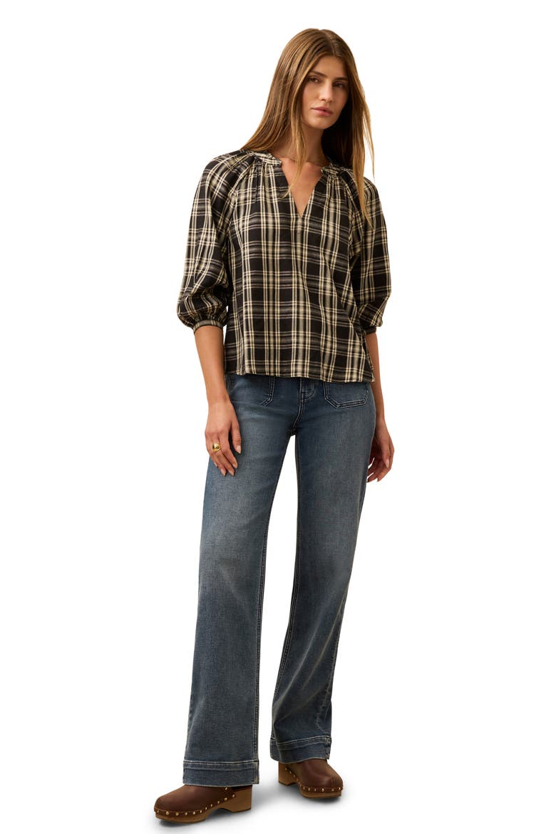 Portia Plaid Top, Alternate, color, BLACK AND WHITE PLAID