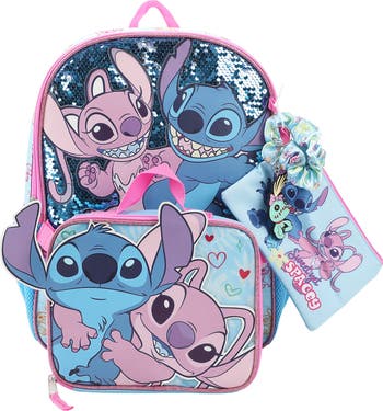 x Disney<sup>®</sup> Kids' Stitch and Angel Five-Piece Backpack Set