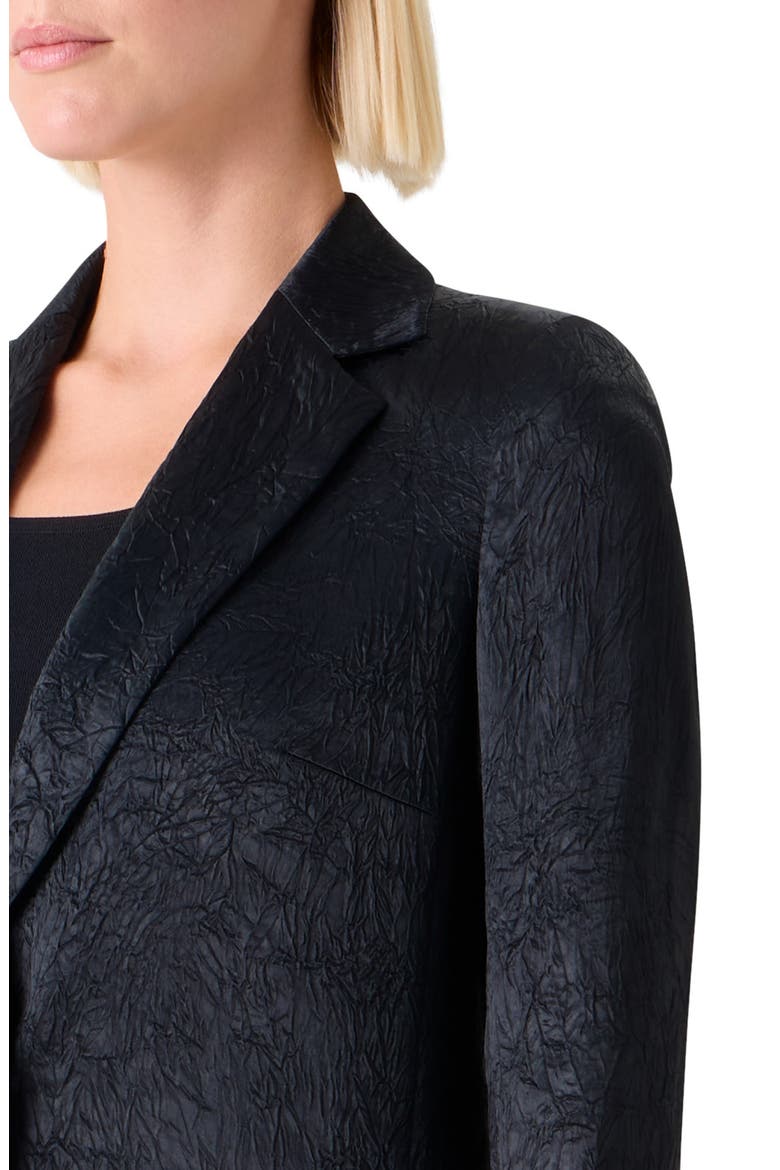 Relaxed Fit Crinkled Satin Jacket, Alternate, color, BLACK