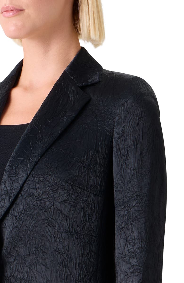 Akris punto Relaxed Fit Crinkled Satin Jacket, Alternate, color, Black