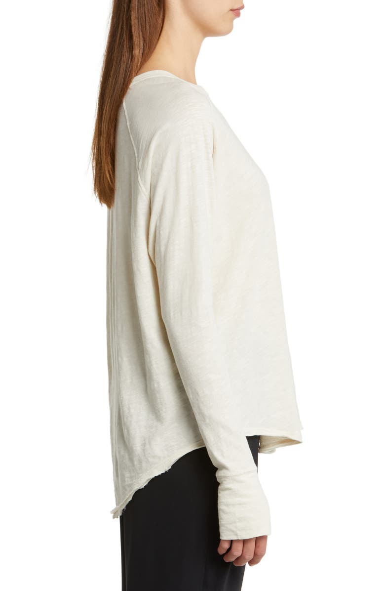 Zella Relaxed Washed Long Sleeve Slub Tee, Alternate, color, Grey Moonbeam
