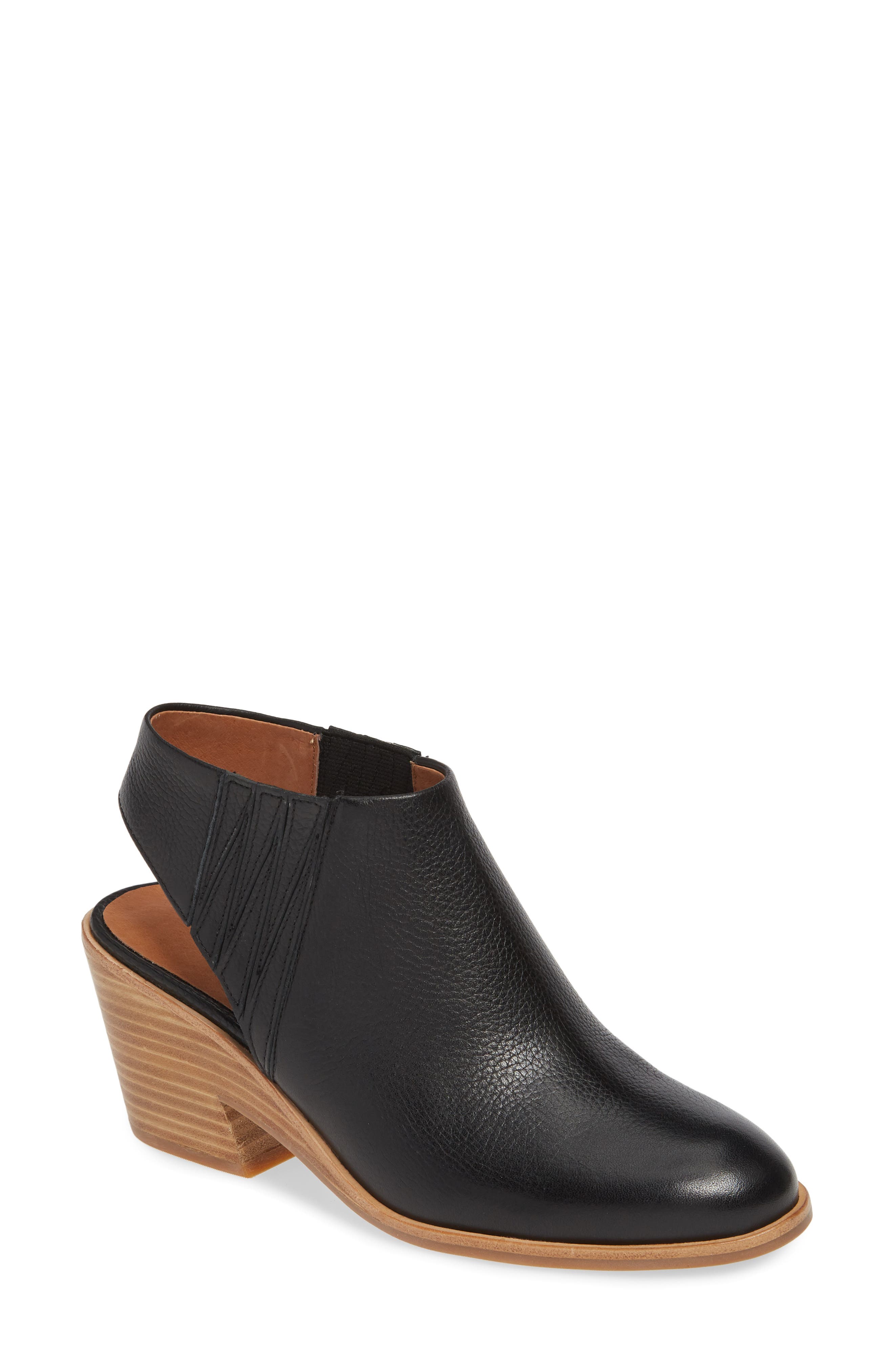 Harlie Open Heel Bootie, Main, color, BLACK LEATHER